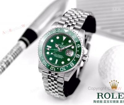 Stainless Steel Jubilee Green Face Rolex Replica GMT-Master II 40mm Watch